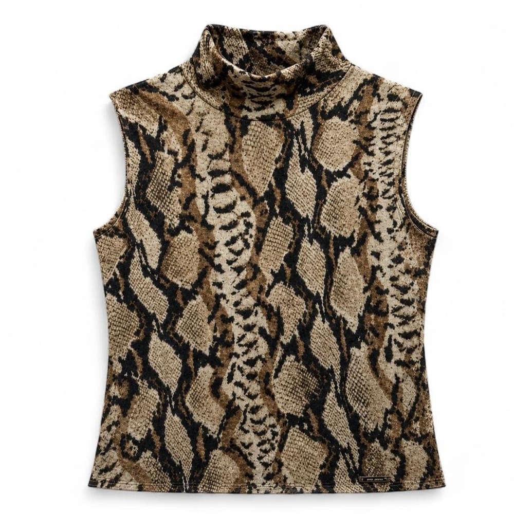 Blumarine Snakeskin Sleeveless top with mock neck